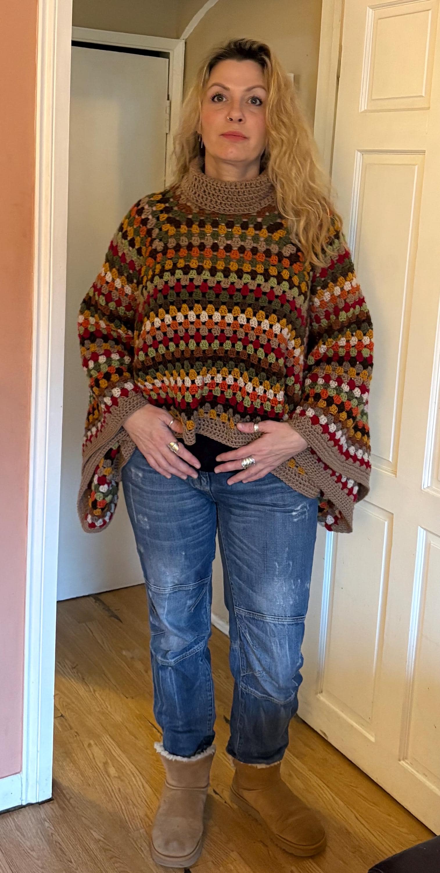 Swoncho Crochet Sweater Poncho Pattern Granny Square