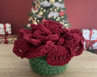 Flower Coaster Set Crochet Pattern | Pretty Petals Crochet Flowers and Pot (PDF Pattern)