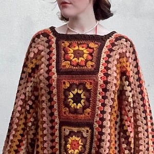 Oversized Crochet Sweater Pattern: 70s African Flower Granny Square ...