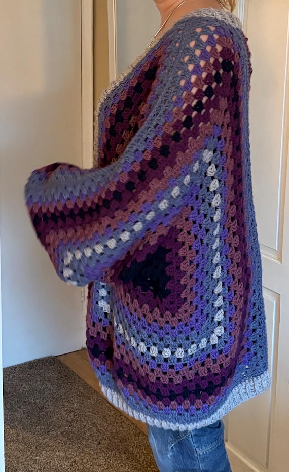 Crochet Cardigan Pattern | Purple Haze Oversized Hexagon Cardigan