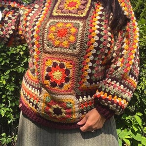 Oversized Crochet Sweater Pattern: 70s African Flower Granny Square ...
