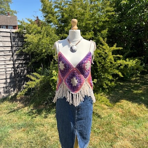 Celestial Vibes Tassel Vest Crochet Pattern | DIY Summer Crochet Top with Tie Straps | Unique Festival Style fringed top for Crochet Lovers