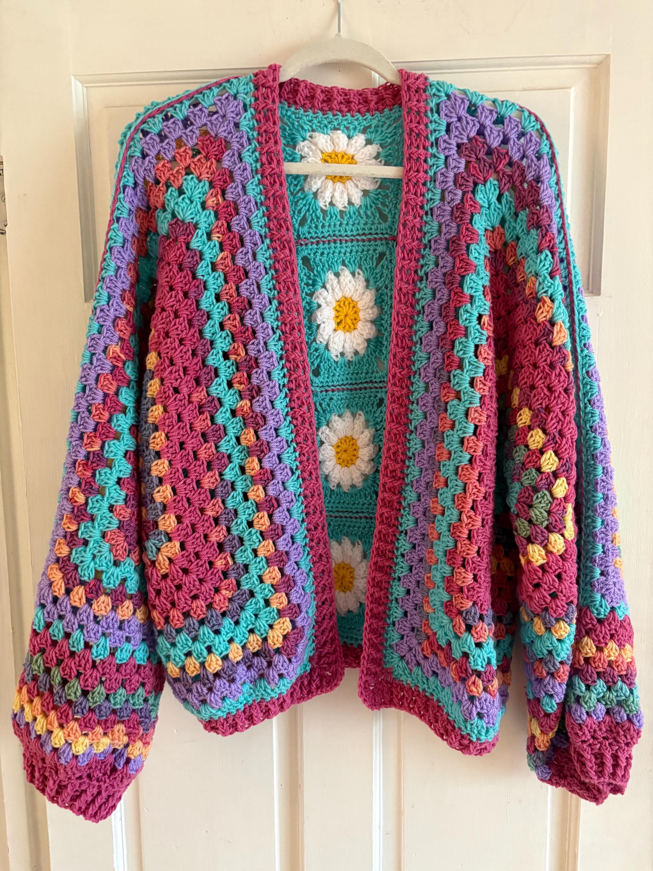 18 Hexagon Sweater Crochet Patterns for Cozy Cardigans, Pullovers, and Boho Layers 17 Crochet Daisy Hexagon Cardigan Pattern Crocheted Sweater