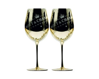 Moet Chandon glasses in GOLD Imperial Chamgagner Limited Ibiza Edition NEW 2 pieces