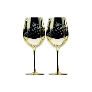 Moet Chandon glasses in GOLD Imperial Champagne Limited Ibiza Edition NEW 2 pieces