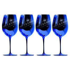 Moet Chandon Glass Blue Imperial Champagne Limited Ibiza Edition NEW 4 pieces