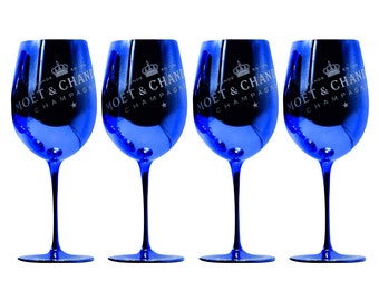 Moet Chandon Glass Blue Imperial Chamgagner Limited Ibiza Edition NEW 4 pieces