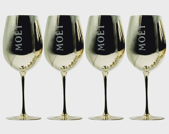 Moet Chandon Glas Gold Imperial Champagner 4 Stück Echtglas
