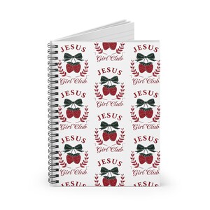 Quaderno a spirale Jesus Girl Club - Diario di fede femminile, grazioso design a forma di fragola, regali spirituali, cancelleria ispiratrice, cristiano