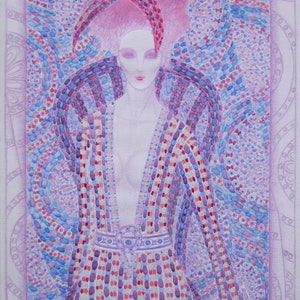 Donna invernale. Acquerello su carta. Artista ucraino. Senza cornice. Opera originale. Firmata dall'artista.