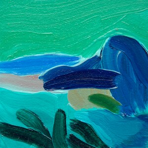 O vento no mar. Pintura a óleo abstrata 10 x 10 cm. Pequena arte de parede. Miniatura. Arte original. Assinado pelo artista. Decoração de casa. Pintura como presente