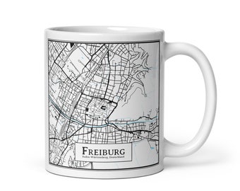 Tazza con mappa della città di Friburgo - Mappa della città della Germania - Tazza regalo souvenir - Regalo per uomini e donne - Idea regalo