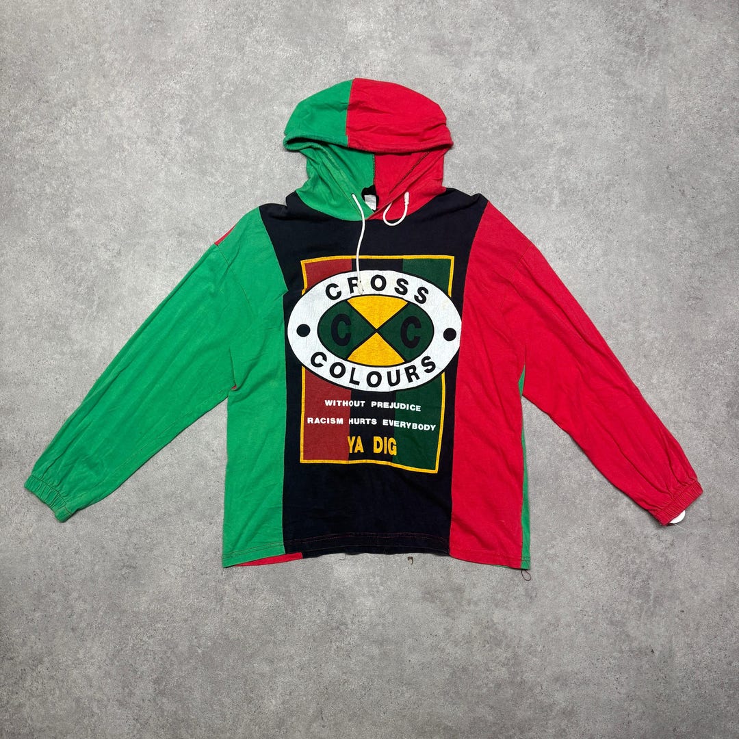 CROSS COLOURS Vintage Hoodie Size L Multicolour - Etsy