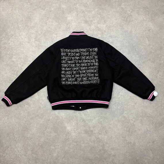 Stussy Talk Melton Bomber Jacket Size M Black - Etsy Stussy Talk Melton Bomber Jacket Size M Black - Etsy