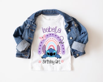 Personalized stitch birthday shirt, lilo and stitch birthday girl shirt, rainbow stitch  girl shirt, stitch birthday shirt