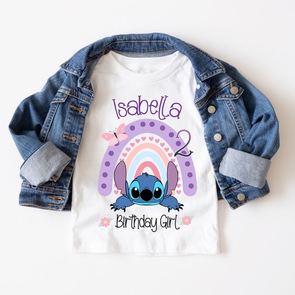 Personalized stitch birthday shirt, lilo and stitch birthday girl shirt, rainbow stitch  girl shirt, stitch birthday shirt