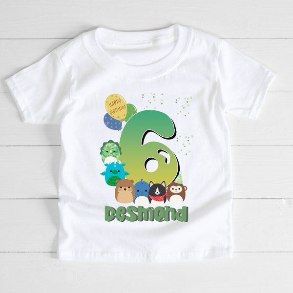 Squishmallow birthday boy kids youth shirt,  squishmallow toddler t-shirt,boy shirt gift, raglan shirt, green desing squishmallow