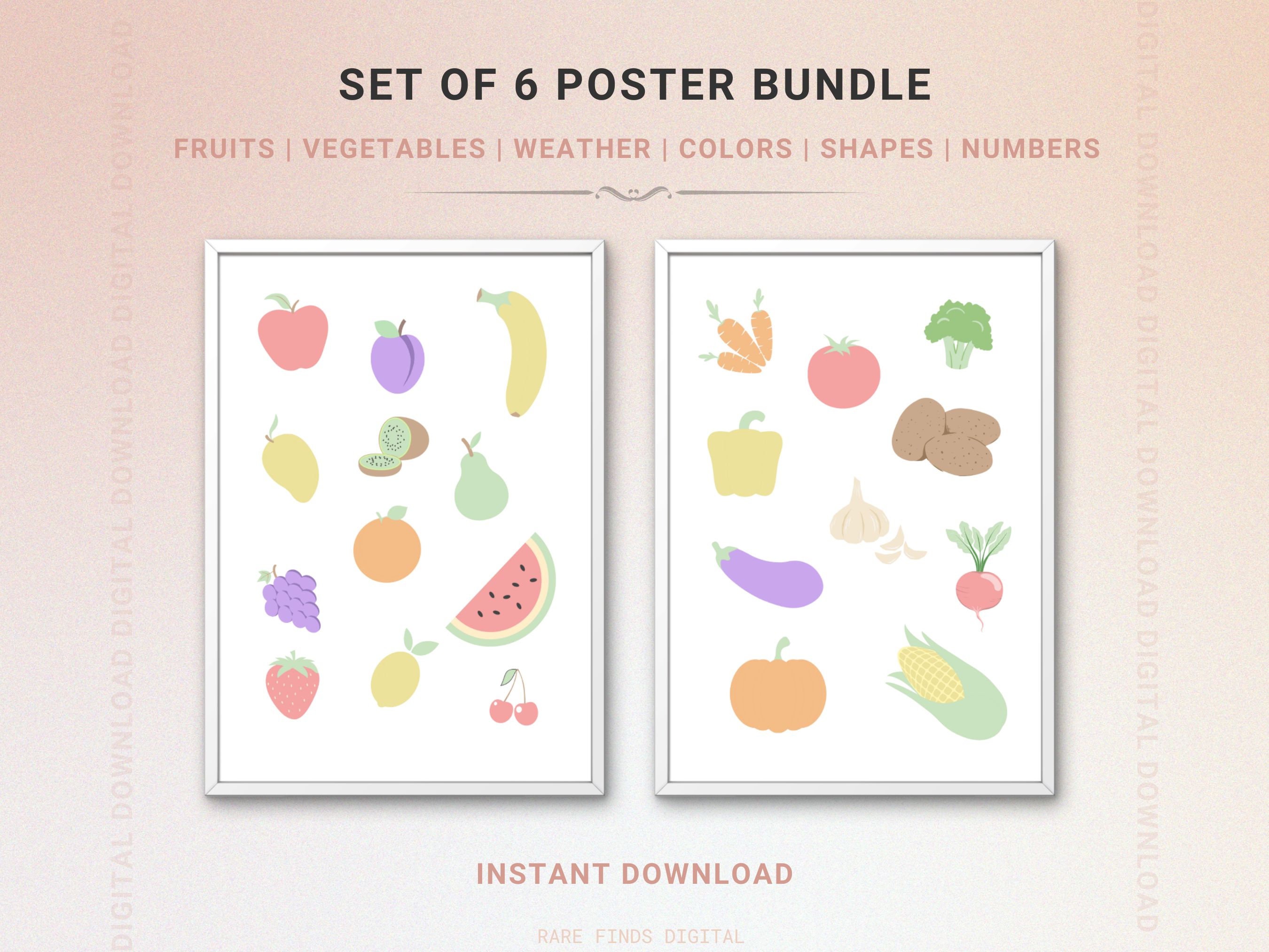 Printable Preschool Posters Bundle Educational Wall Art for - Etsy