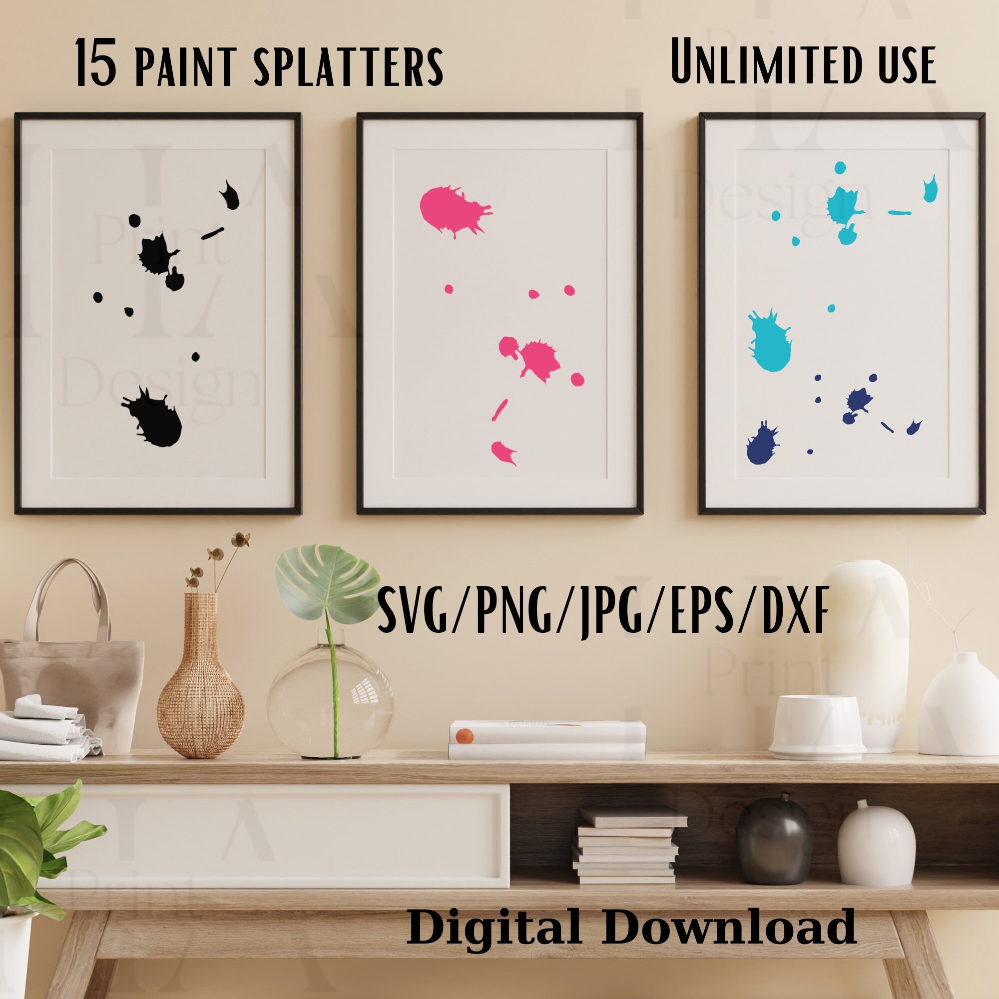 Set of 15 Paint Splatter Svg,colorful Paint Splatter,paint Spatter ...