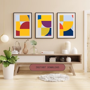 Set of 5 Geometrical Shapes Printable Shapeswall Art - Etsy
