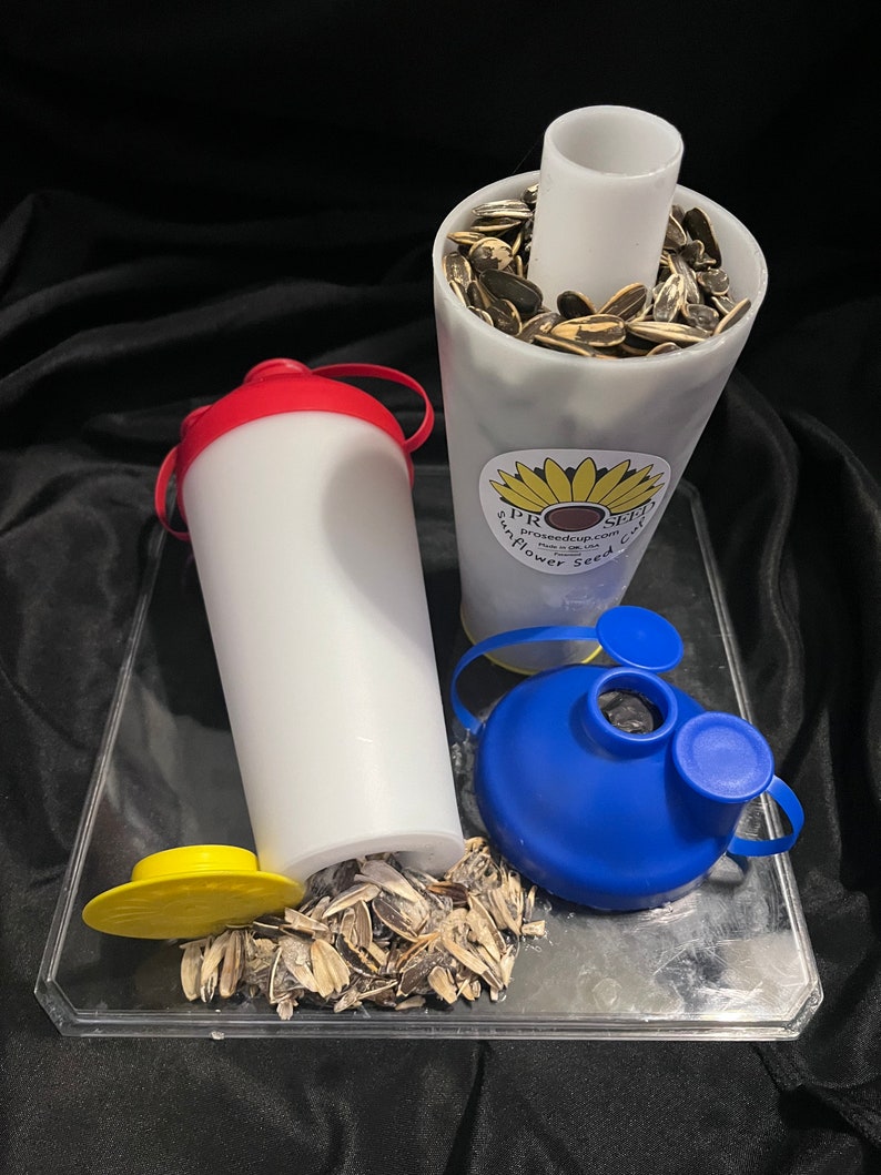 ProSeed® Sunflower Seed Cup with Seed Storage & Shell Disposal in One Cup patented. Also works with pistachios. Seeds are not included. image 1