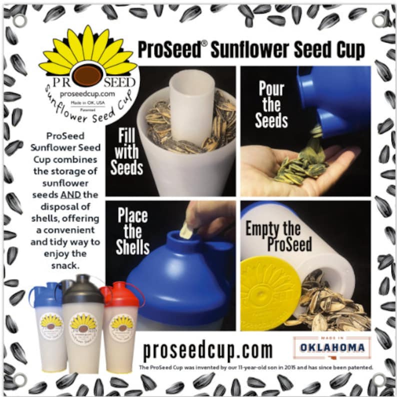 ProSeed® Sunflower Seed Cup with Seed Storage & Shell Disposal in One Cup patented. Also works with pistachios. Seeds are not included. image 3