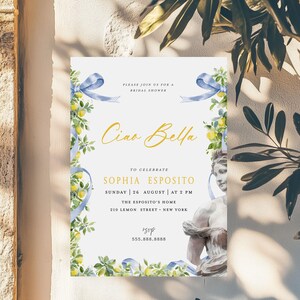 Italian Bridal Shower Invitation, Ciao Bella, Italian Lemons, Citrus Bridal Shower, La Dolce vita, Italian Summer, Editable,Instant download