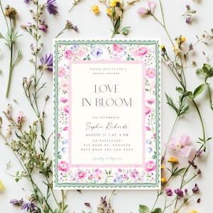 Love in bloom  Bridal Shower Invitation | Garden Wedding Bridal Shower | Watercolor Spring Bridal Shower | Editable  | Instant Download