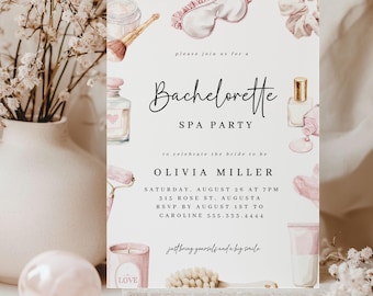 Spa Bachelorette Party Invitation, Pamper girls weekend Invite (Editable, Instant Download)