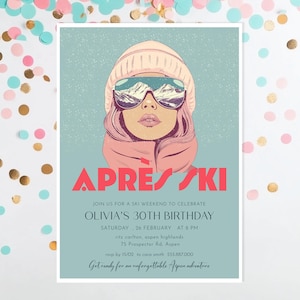 Apres-ski  Birthday Invitation Template | Ski Party Invite | Ski Bachelorette Invitation | Editable | Instant Download