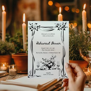 Rehearsal Dinner Invitation Template | Hand drawn Rehearsal Dinner | The night before wedding rehearsal invite | Editable | Instant Download