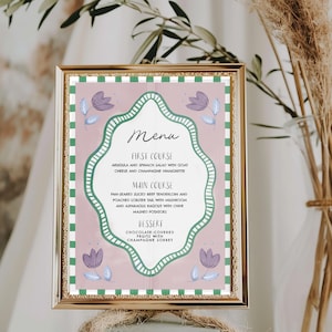 Floral Menu Editable Template  | Watercolor hand drawn Menu | Wedding Rustic  Menu  | Whimsical Menu | Boho Summer MENU |Editable