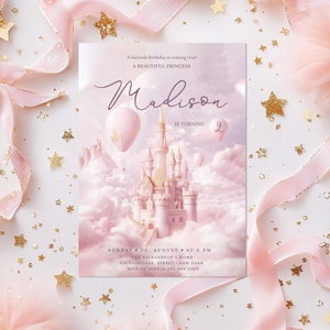 Princess Castle Birthday Invitation Template  | Fairytale Birthday Invite | Magical Castle Invitate template  | Editable | Instant Download