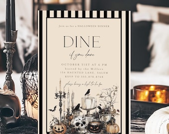 Halloween Dinner Party Invitation: Spooktacular Gothic Design (Instant Download