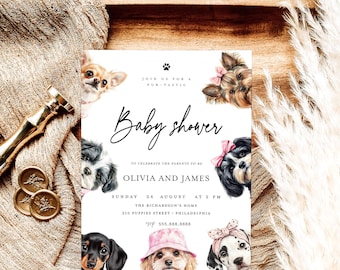 Puppy Baby Shower Invitation: Adorable Dogs Theme (Editable, Instant Download)