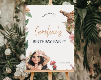 Moana Welcome Sign  Template | Moana Tropical  Birthday Editable Sign | Moana Party Sign|  Instant Download| Editable