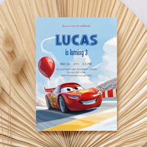 Cars Birthday Party Invitation Template| Cars Lightning Birthday Invite | McQueen Birthday Party Invitation | Boy 3RD Birthday Party Invite
