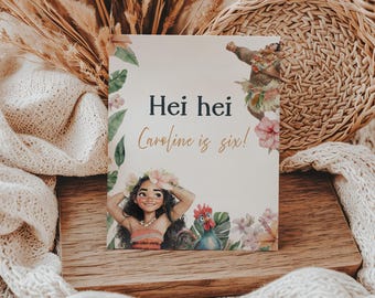 Birthday Sign: Tropical Princess Party Decor (8x10" Editable, Instant Download)