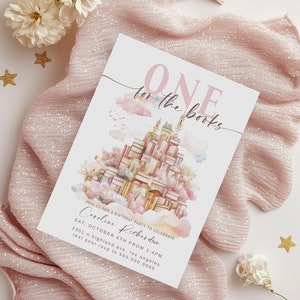 One for the books birthday invitation | Storybook Girl  Birthday | Book Birthday Invite  |Book Themed Party| First Chapter Party  | Editable