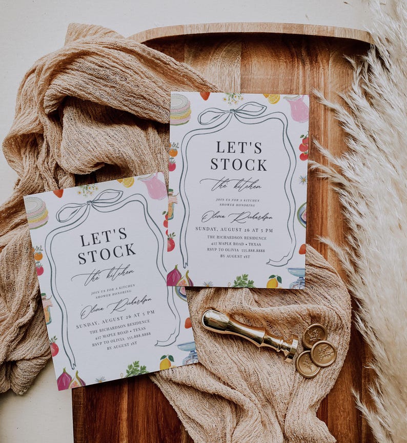 Kitchen Bridal Shower Editable Invitation, Stock the Kitchen Brunch ...