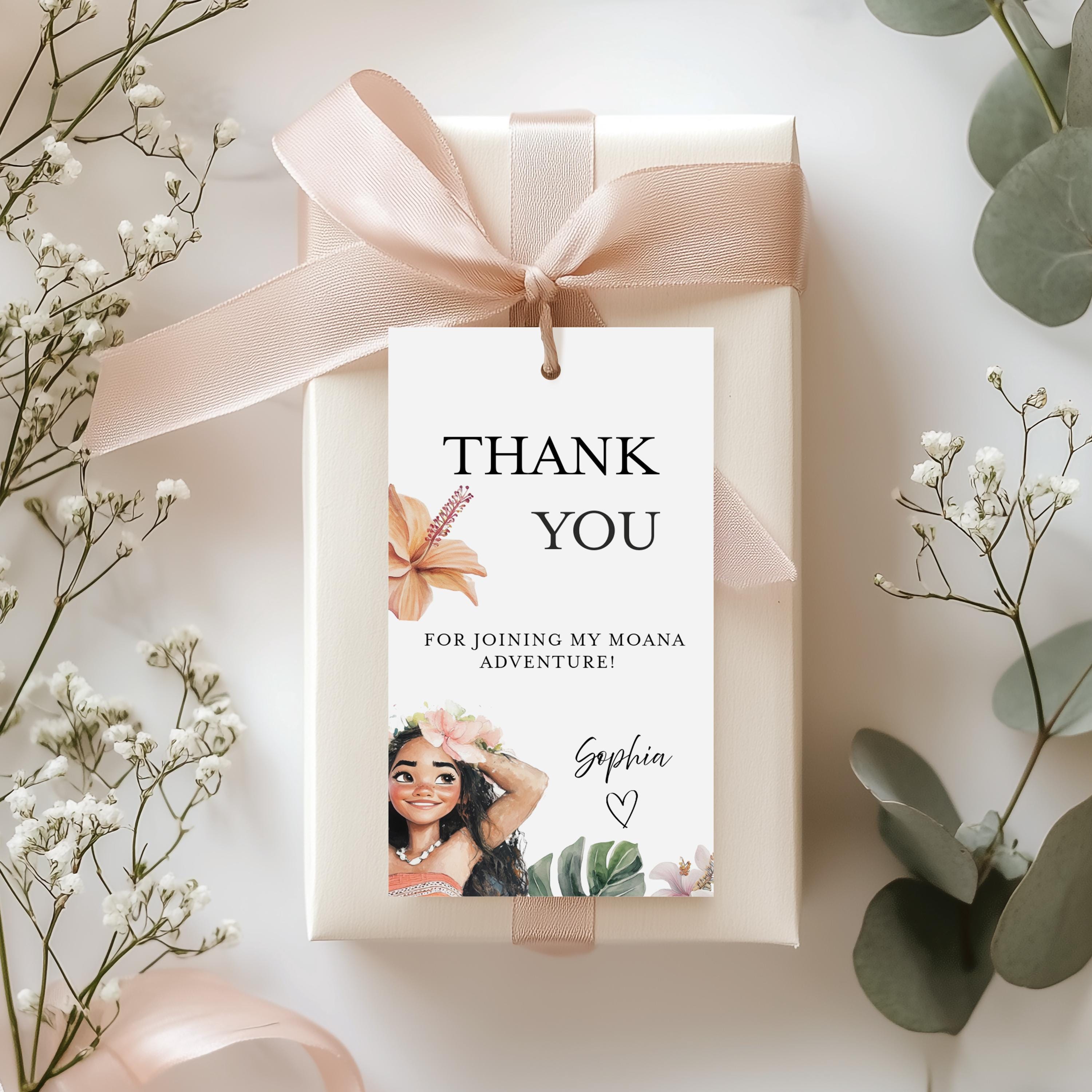 Etiqueta de presente editável Moana | Etiqueta de etiqueta Moana | Etiqueta de festa Moana 2x3,5” | Download instantâneo | Editável