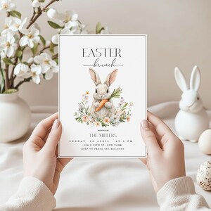 Easter Brunch Editable Invitation Template | Easter Family Brunch Invite| Wildflowers Easter Dinner  Editable Invite