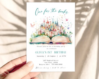 Watercolor Book Birthday Invitation | Editable First Chapter Party