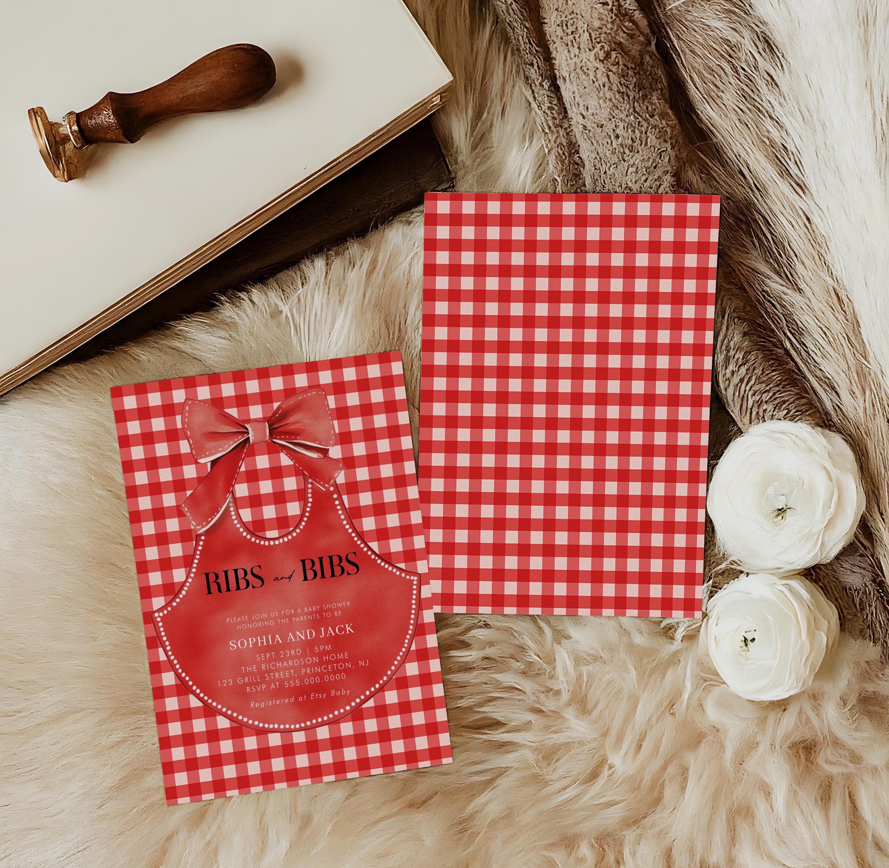 BBQ Baby Shower Invitation: Ribs and Bibs, Editable Template (instant ...