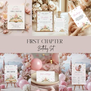 Chapter one birthday invitation Set | Storybook  Bundle | Book Birthday Invite  |Book Themed Birthday Set | First Chapter Set | Editable