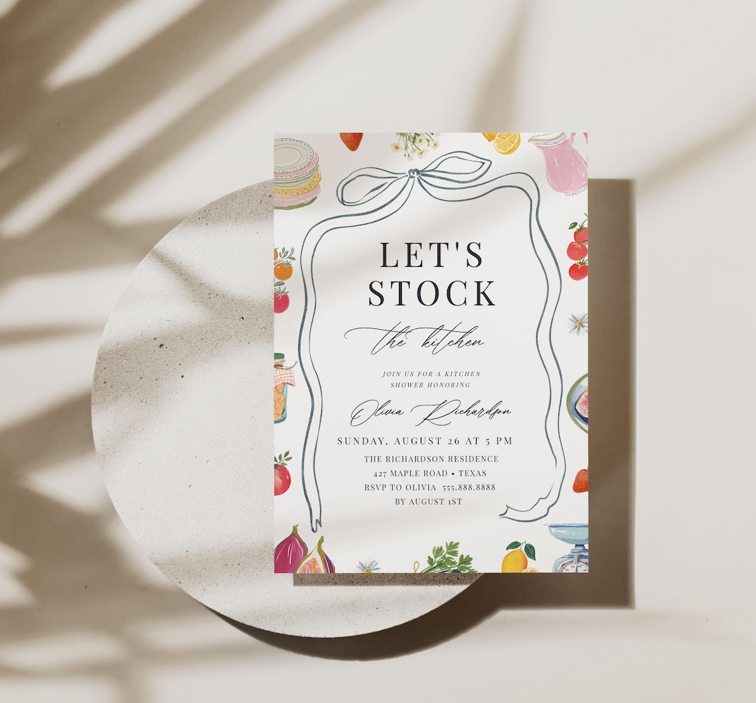 Kitchen Bridal Shower Editable Invitation, Stock the Kitchen Brunch ...
