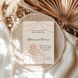 Hand-Drawn Rehearsal Dinner Invitation Template: Editable, Elegant (Instant Download)
