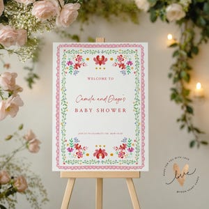 A Little Señorita is on her Way Baby Shower 18x24 Welcome Sign,  Fiesta  Mexican Party Sign , Time to fiesta Sign, Vibrant Flowers