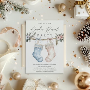 Christmas Gender Reveal Invitation| Gender Reveal Party Invite | Winter Gender Reveal Invititation | Editable  | Instant Download