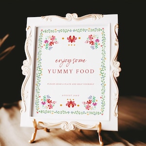 A Little Señorita is on her Way Baby Shower 8x10  Table  Sign,  Fiesta  Mexican Food Sign , Time to fiesta Sign, Vibrant Flowers